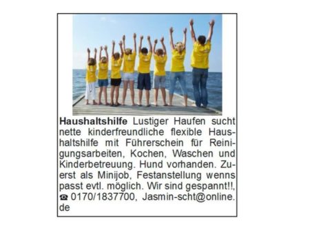 Haushaltshilfe gesucht