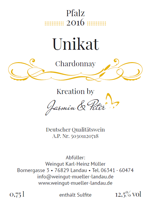 Etikett Unikat - Chardonnay